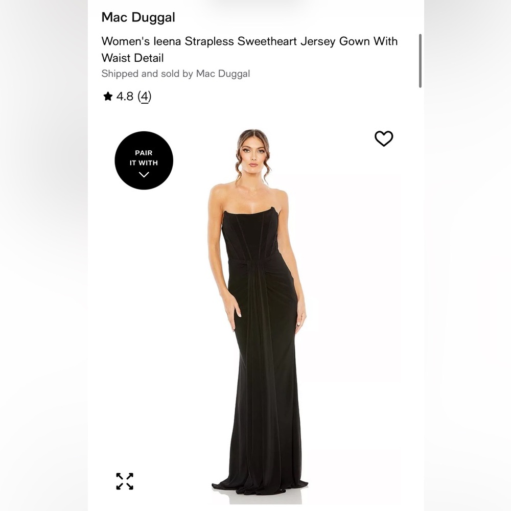 Mac Duggal Black Strapless Sweetheart Gown